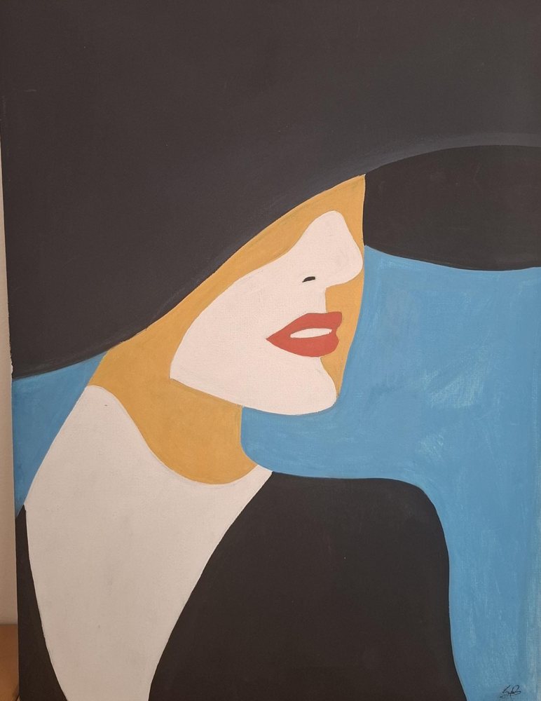 Tradimento, donna con cappello in stile pop art
